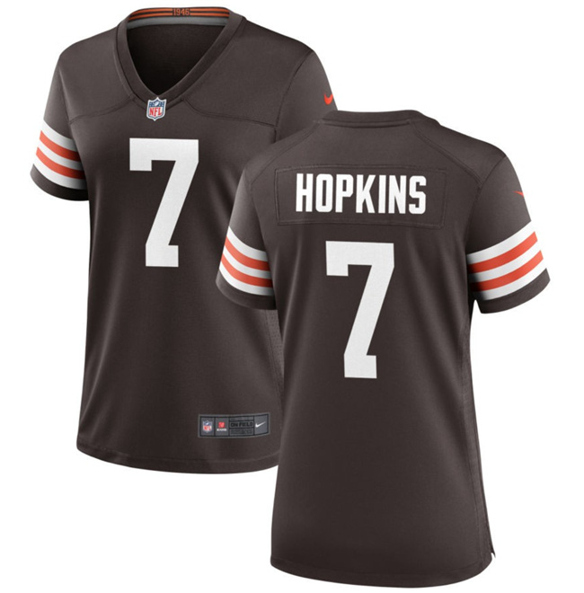 Women's Cleveland Browns #7 Dustin Hopkins Brown Stitched Jersey(Run Small)
